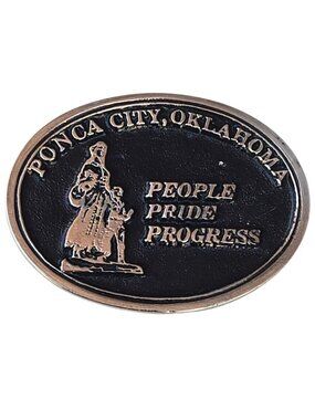 Ponca City Oklahoma Belt Buckle Pioneer Woman Ok Landmark Vintage Western Wear